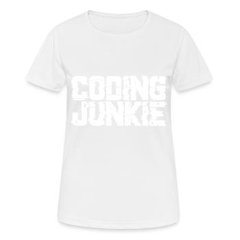 Coding Junkie - Frauen T-Shirt atmungsaktiv - Weiß - Vorne - AI Model Female 172 dark (172cm)
