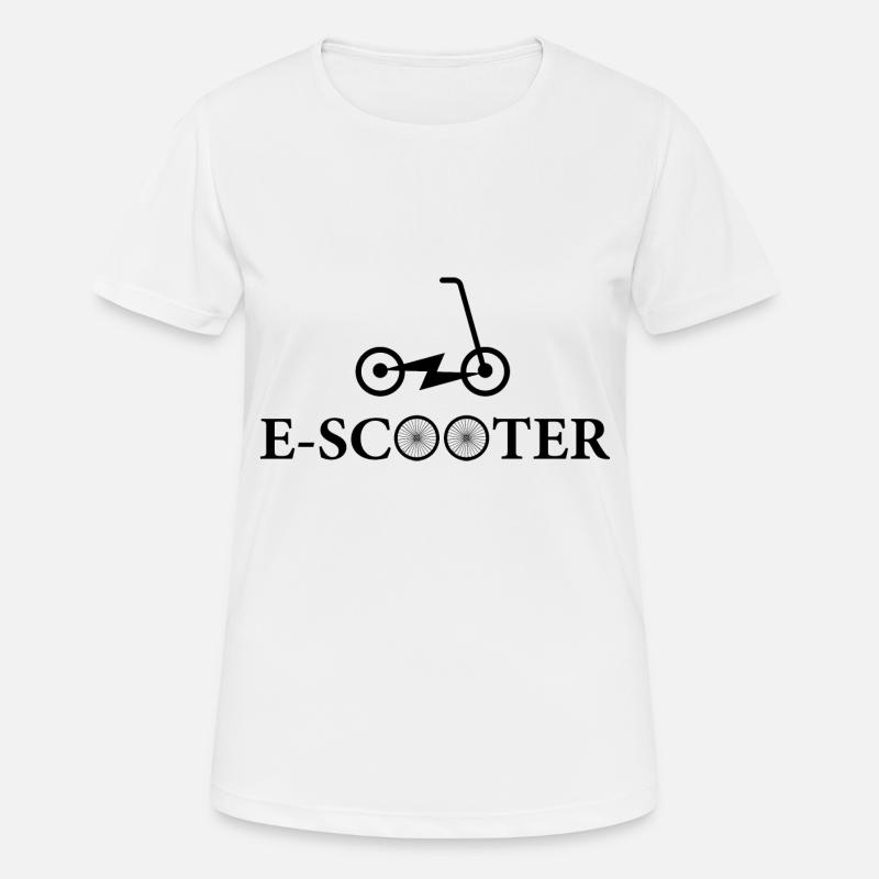 E-Scooter E-Roller Scooter - Frauen T-Shirt atmungsaktiv - Weiß