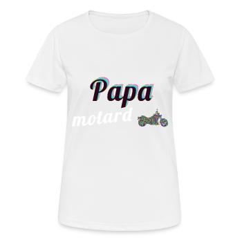 Papa motard - T-shirt respirant Femme - blanc - Devant - AI Model Female 172 dark (172cm)