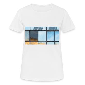 Reflected letters in the glass of the window - Women's Breathable T-Shirt - white - Front - AI Model Female 172 dark (172cm)
