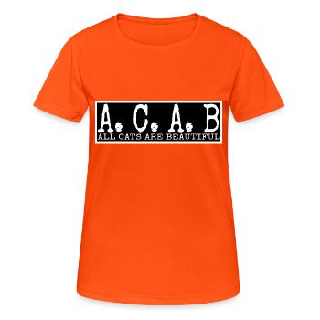 Acab - All cats are beautiful - Frauen T-Shirt atmungsaktiv - Neonorange - Vorne - AI Model Female 172 dark (172cm)