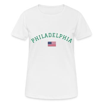 Philadelphie, Amérique, États-Unis - T-shirt respirant Femme - blanc - Devant - AI Model Female 172 dark (172cm)