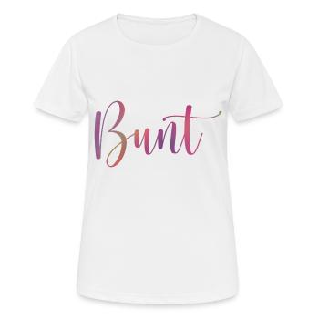 Bunt - Frauen T-Shirt atmungsaktiv - Weiß - Vorne - AI Model Female 172 dark (172cm)
