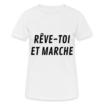 Rêve toi et marche - T-shirt respirant Femme - blanc - Devant - AI Model Female 172 dark (172cm)