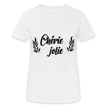 Chérie jolie - T-shirt respirant Femme - blanc - Devant - AI Model Female 172 dark (172cm)