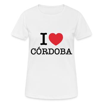 J’aime Córdoba | Cordoue | I Heart Córdoba | Espagne - T-shirt respirant Femme - blanc - Devant - AI Model Female 172 dark (172cm)