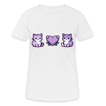 Katzen mit großem Herz - Frauen T-Shirt atmungsaktiv - Weiß - Vorne - AI Model Female 172 dark (172cm)