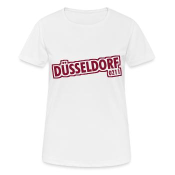 Düsseldorf - 0211 - Vorwahl - NRW - Ruhrpott - Frauen T-Shirt atmungsaktiv - Weiß - Vorne - AI Model Female 172 dark (172cm)