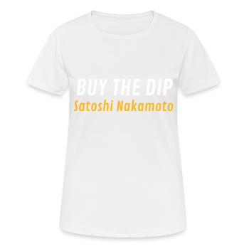Buy The Dip Satoshi Nakamoto - Frauen T-Shirt atmungsaktiv - Weiß - Vorne - AI Model Female 172 dark (172cm)