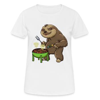 Faultier Grillekönig Grillmeister Grillzange Grill - Frauen T-Shirt atmungsaktiv - Weiß - Vorne - AI Model Female 172 dark (172cm)