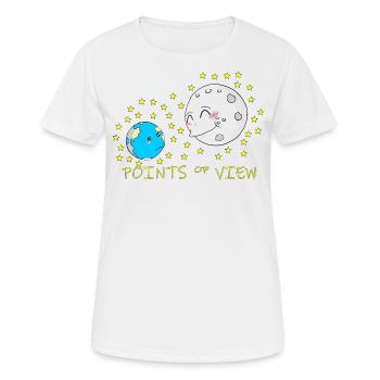 Conception mignonne de points de vue positifs de la lune et de la terre - T-shirt respirant Femme - blanc - Devant - AI Model Female 172 dark (172cm)