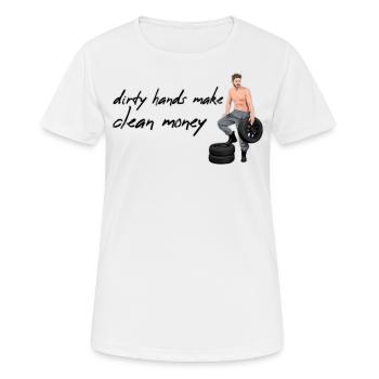 Dirty Hands / Clean Money / Mechanic - Women's Breathable T-Shirt - white - Front - AI Model Female 172 dark (172cm)