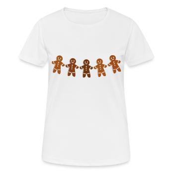 Lebkuchenmänner - Frauen T-Shirt atmungsaktiv - Weiß - Vorne - AI Model Female 172 dark (172cm)