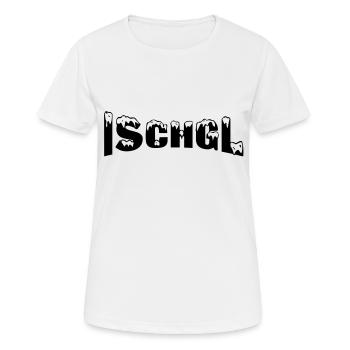 Ischgl station de ski (neige) - T-shirt respirant Femme - blanc - Devant - AI Model Female 172 dark (172cm)