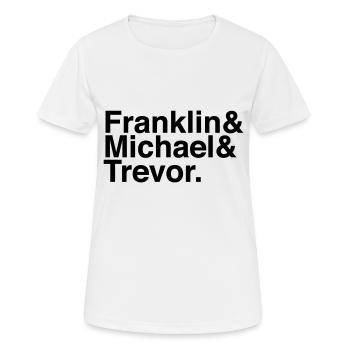 GTA 5 – Franklin&Michael&Trevor. - Frauen T-Shirt atmungsaktiv - Weiß - Vorne - AI Model Female 172 dark (172cm)