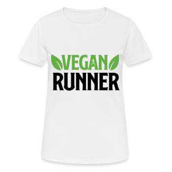 Vegan Runner - Frauen T-Shirt atmungsaktiv - Weiß - Vorne - AI Model Female 172 dark (172cm)