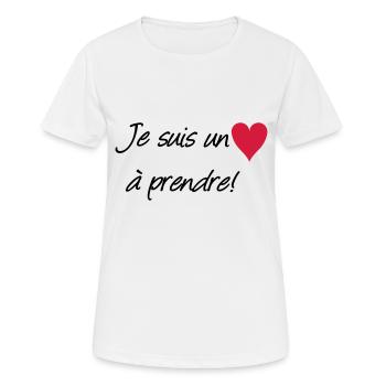 Coeur à prendre ! - T-shirt respirant Femme - blanc - Devant - AI Model Female 172 dark (172cm)