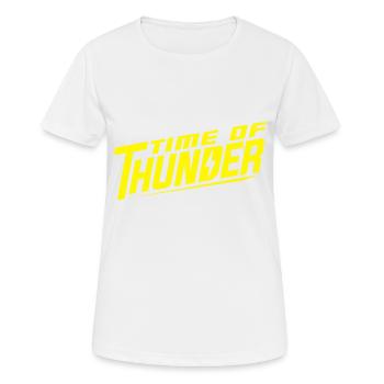 YELLOW POWER - Frauen T-Shirt atmungsaktiv - Weiß - Vorne - AI Model Female 172 dark (172cm)