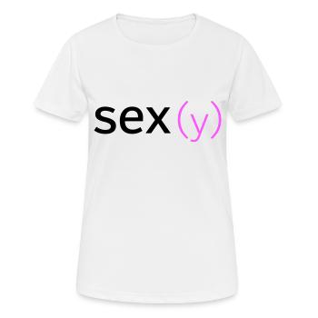 sex(y) - Frauen T-Shirt atmungsaktiv - Weiß - Vorne - AI Model Female 172 dark (172cm)