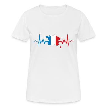 France Heartbeat Flag Pulse Gift - Women's Breathable T-Shirt - white - Front - AI Model Female 172 dark (172cm)
