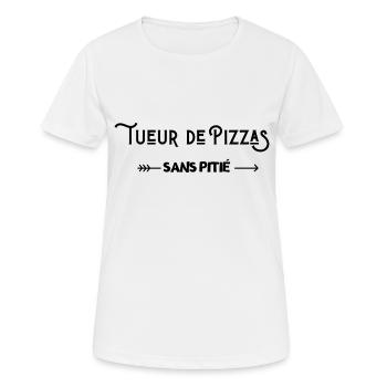 Tueurs de pizzas sans pitié humour - T-shirt respirant Femme - blanc - Devant - AI Model Female 172 dark (172cm)