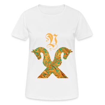 Pignon pour chevaux E 95 V - T-shirt respirant Femme - blanc - Devant - AI Model Female 172 dark (172cm)