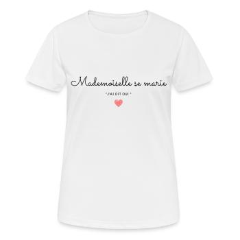 EVJF : Mademoiselle se marie  - T-shirt respirant Femme - blanc - Devant - AI Model Female 172 dark (172cm)