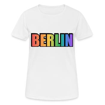 Schwules Berlin - Frauen T-Shirt atmungsaktiv - Weiß - Vorne - AI Model Female 172 dark (172cm)