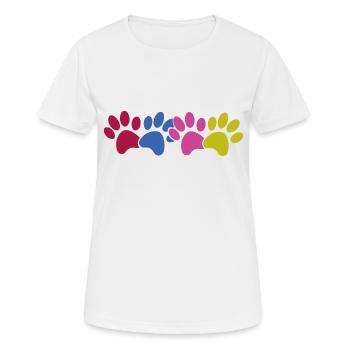 Pattes de chien - T-shirt respirant Femme - blanc - Devant - AI Model Female 172 dark (172cm)