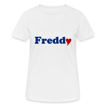 Freddy mit Herz - Frauen T-Shirt atmungsaktiv - Weiß - Vorne - AI Model Female 172 dark (172cm)
