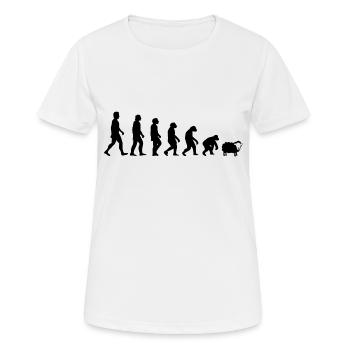 LUSTIGE EVOLUTION MENSCHHEIT DARWIN - Frauen T-Shirt atmungsaktiv - Weiß - Vorne - AI Model Female 172 dark (172cm)