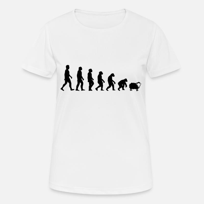 ÉVOLUTION DRÔLE DE L'HUMANITÉ DARWIN - T-shirt respirant Femme - blanc