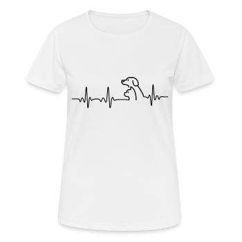 Herzfrequenz Katze und Hund - Frauen T-Shirt atmungsaktiv - Weiß - Vorne - AI Model Female 172 dark (172cm)