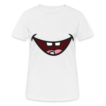 Bouche avec 3 dents - T-shirt respirant Femme - blanc - Devant - AI Model Female 172 dark (172cm)