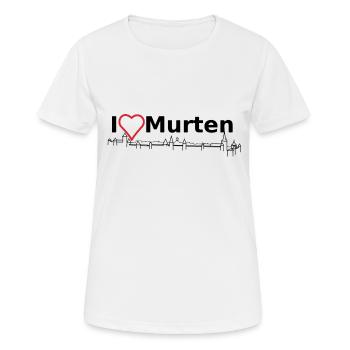I Love Murten (mit Skyline der Altstadt) - Frauen T-Shirt atmungsaktiv - Weiß - Vorne - AI Model Female 172 dark (172cm)