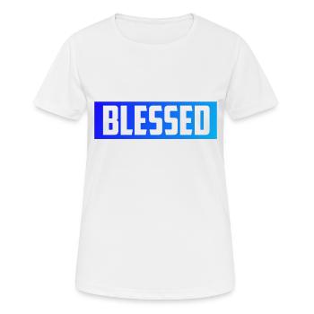 Gesegnet glücklich und zufrieden! - Frauen T-Shirt atmungsaktiv - Weiß - Vorne - AI Model Female 172 dark (172cm)
