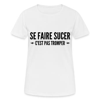 se faire sucer c est pas tromper / humour homme - T-shirt respirant Femme - blanc - Devant - AI Model Female 172 dark (172cm)