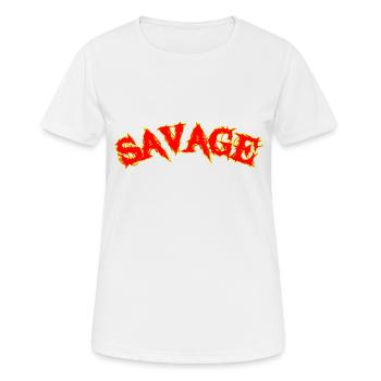 Savage Lettering Metal Musikstil - Frauen T-Shirt atmungsaktiv - Weiß - Vorne - AI Model Female 172 dark (172cm)