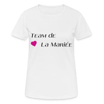 Team de la mariée - T-shirt respirant Femme - blanc - Devant - AI Model Female 172 dark (172cm)