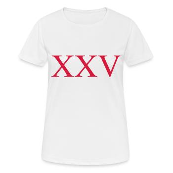 25 - Frauen T-Shirt atmungsaktiv - Weiß - Vorne - AI Model Female 172 dark (172cm)