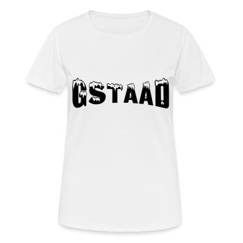 Gstaad station de ski (neige) - T-shirt respirant Femme - blanc - Devant - AI Model Female 172 dark (172cm)