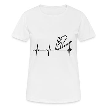 Saut à ski - Mon cœur bat pour le saut à ski - T-shirt respirant Femme - blanc - Devant - AI Model Female 172 dark (172cm)