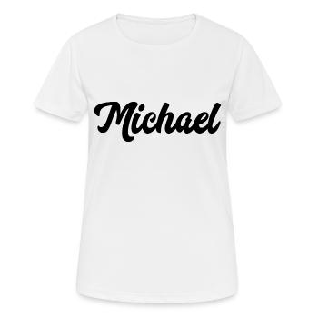Michael Custom Text Nom d’anniversaire - T-shirt respirant Femme - blanc - Devant - AI Model Female 172 dark (172cm)