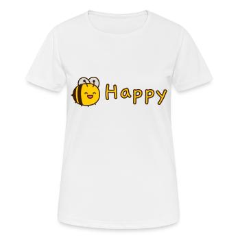 Abeille heureuse - T-shirt respirant Femme - blanc - Devant - AI Model Female 172 dark (172cm)