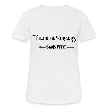 Tueurs de burgers sans pitié - T-shirt respirant Femme - blanc - Devant - AI Model Female 172 dark (172cm)