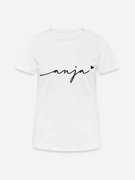 Anja Schreibschrift Name - Frauen T-Shirt atmungsaktiv - Weiß