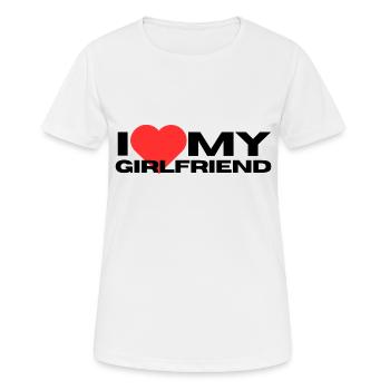 I love my girlfriend, Herz - Frauen T-Shirt atmungsaktiv - Weiß - Vorne - AI Model Female 172 dark (172cm)
