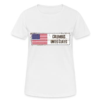 Columbus Flagge der Vereinigten Staaten - Frauen T-Shirt atmungsaktiv - Weiß - Vorne - AI Model Female 172 dark (172cm)