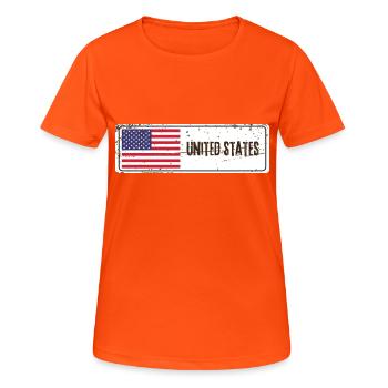 Drapeau des États-Unis - T-shirt respirant Femme - orange néon - Devant - AI Model Female 172 dark (172cm)