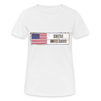 Seattle, Vereinigte Staaten - Frauen T-Shirt atmungsaktiv - Weiß - Vorne - AI Model Female 172 dark (172cm)
